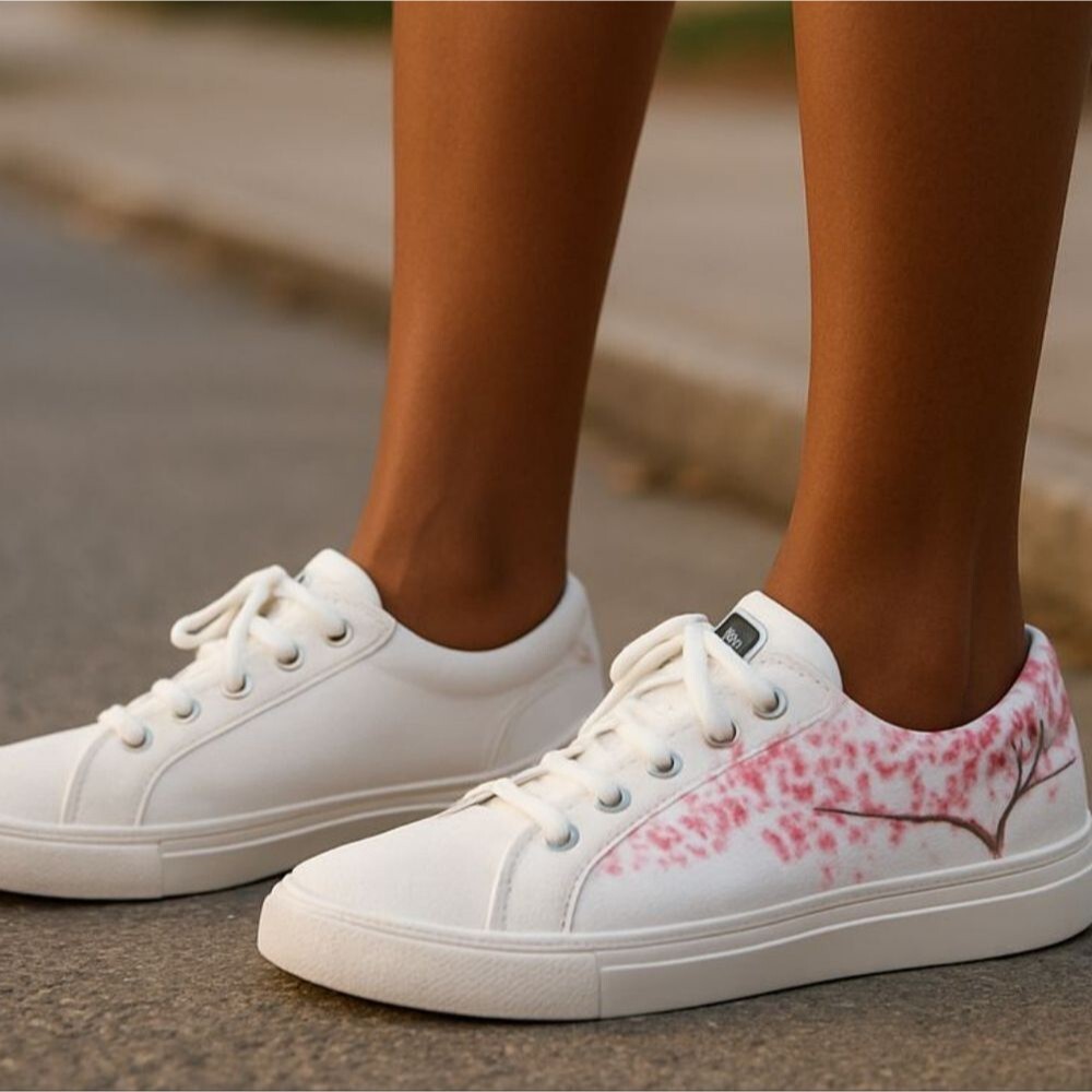 J. Crew Factory Road trip canvas lace-up sneakers painted spring floral size 9H